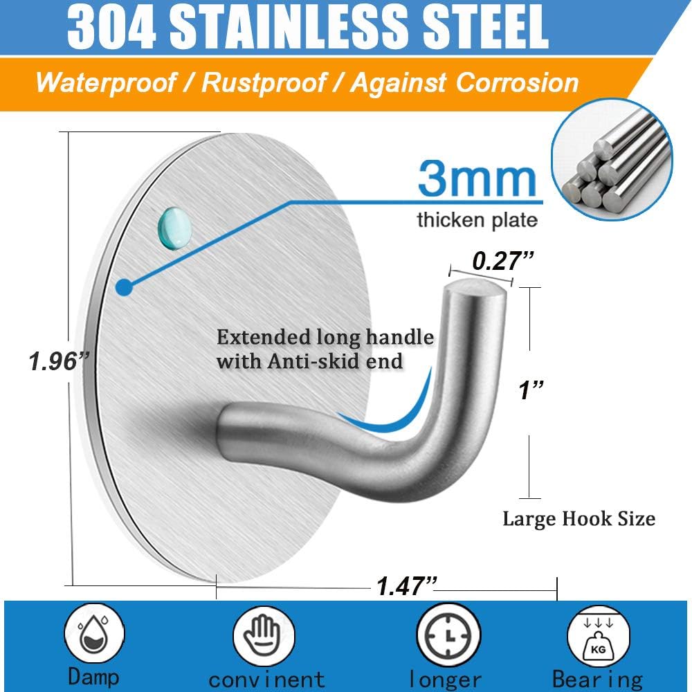 Gancho adhesivo de metal resistente, gancho autoadhesivo para toallas, fuerte adhesión, gancho para colgar baños, ganchos adhesivos de pared de