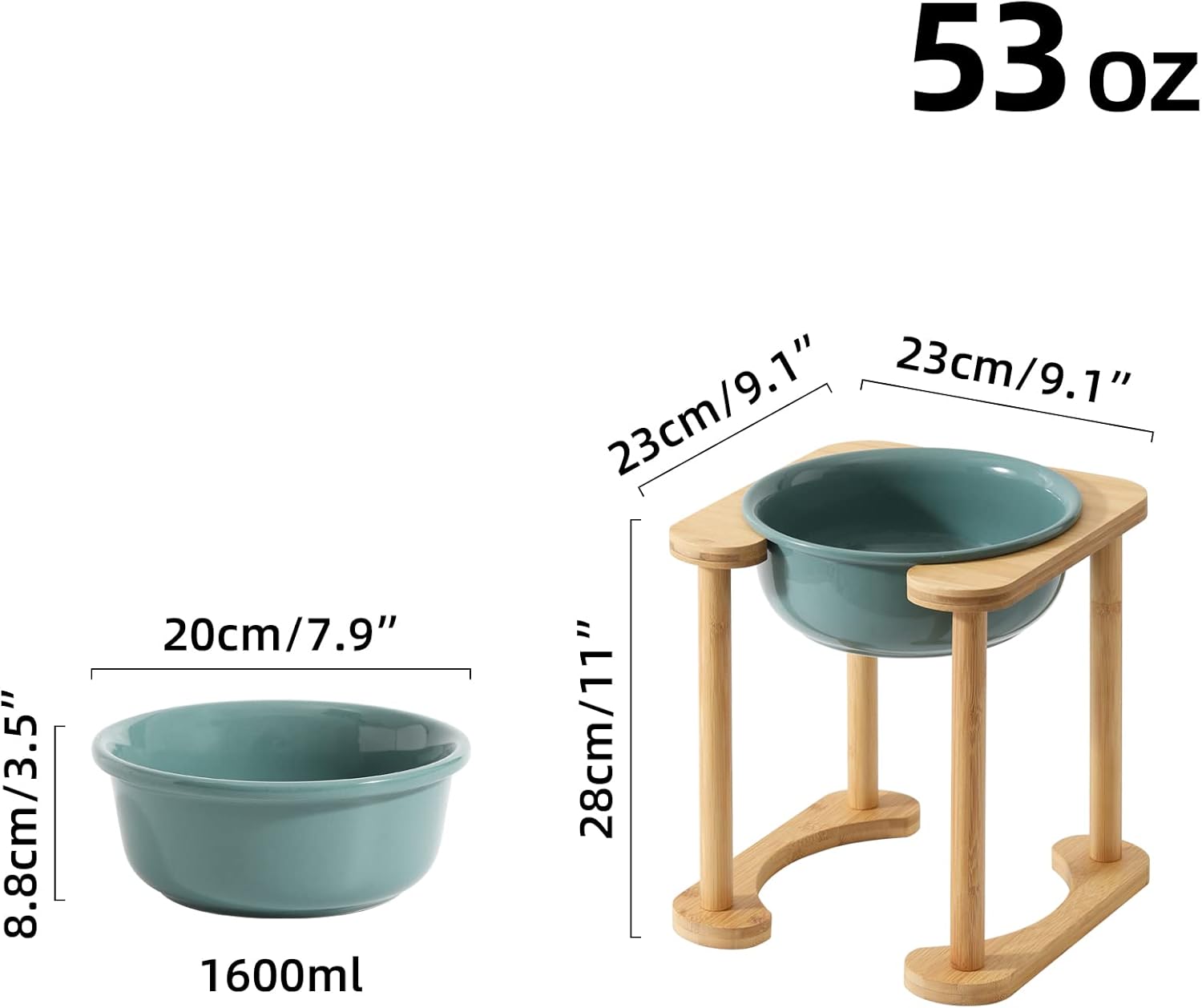 Havniva Ceramics – Tazón elevado para perros con soporte antideslizante, cuenco elevado para comida y agua para perros medianos (cuenco individual