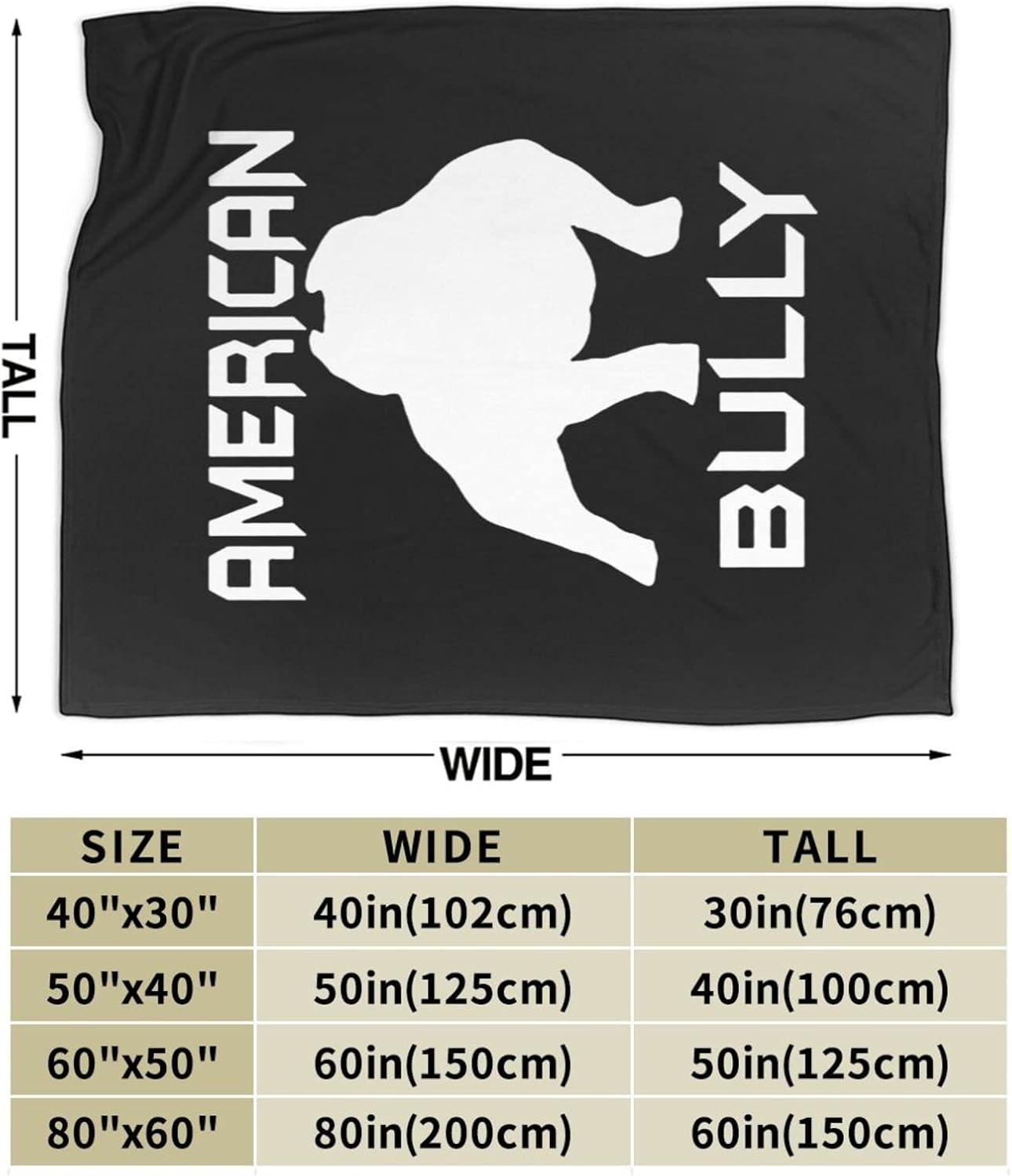 Manta American Bully súper suave, cálida y ligera, adecuada para decoración del sofá cama, decoración del hogar, viajes, 50 x 40 pulgadas