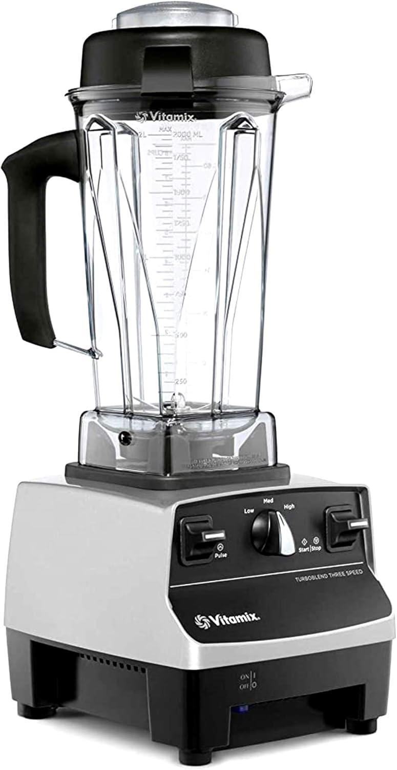 Vitamix Turboblend – Licuadora de 3 velocidades en platino con mezcla de 64 onzas con viajelicuadora de 20 onzas. Taza de doble propósito con tapa y