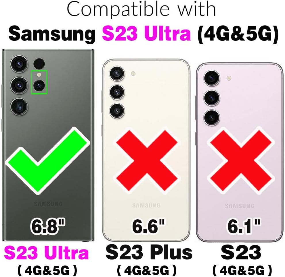 Furiet Funda compatible con Samsung Galaxy S23 Ultra 5G tipo cartera para correa de muñeca, correa de piel sintética, soporte para tarjetas con 9