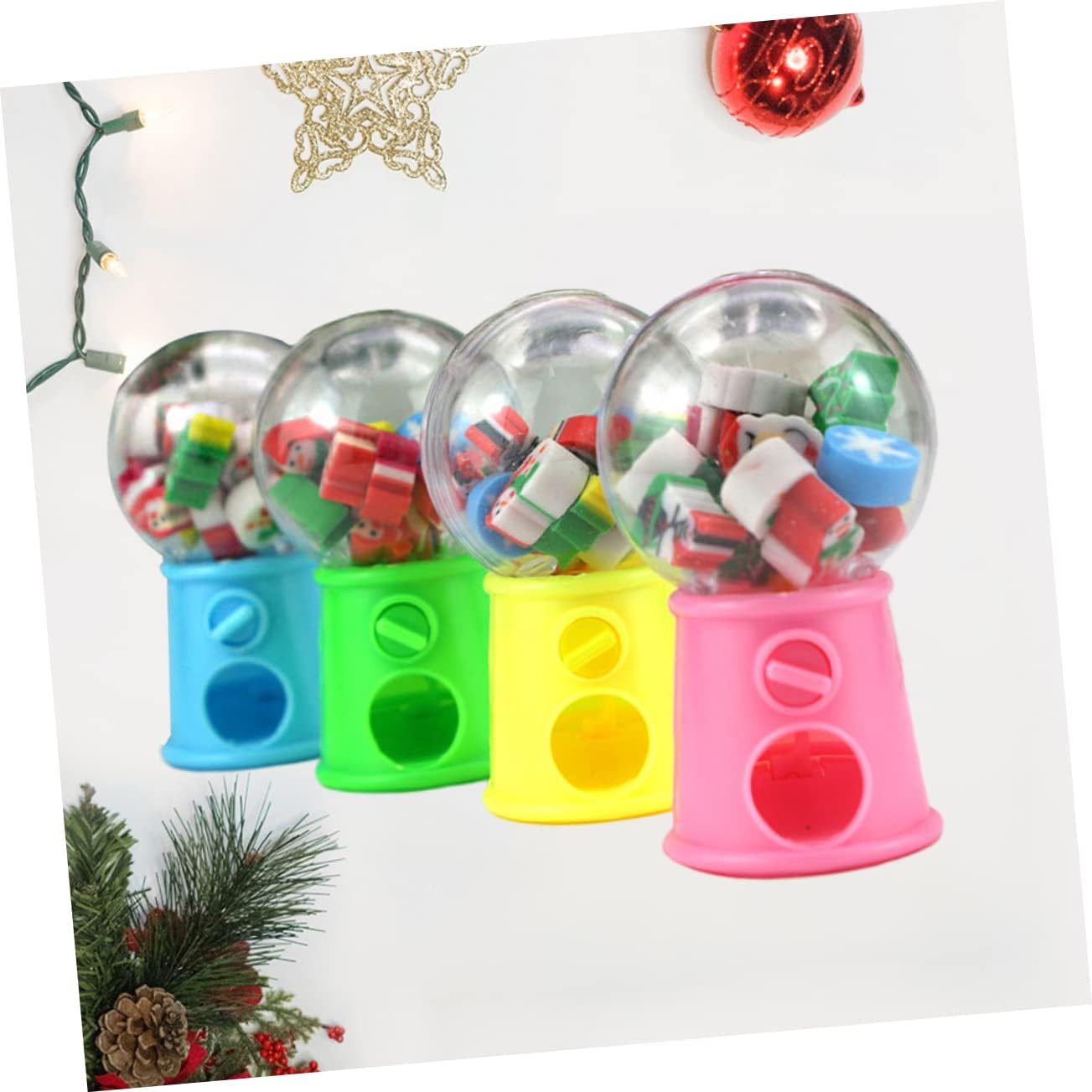Toyvian 8 piezas de borrador de Navidad mini lápiz de borrador para niños, accesorio de decoración de Navidad estacionario, borrador novedoso,