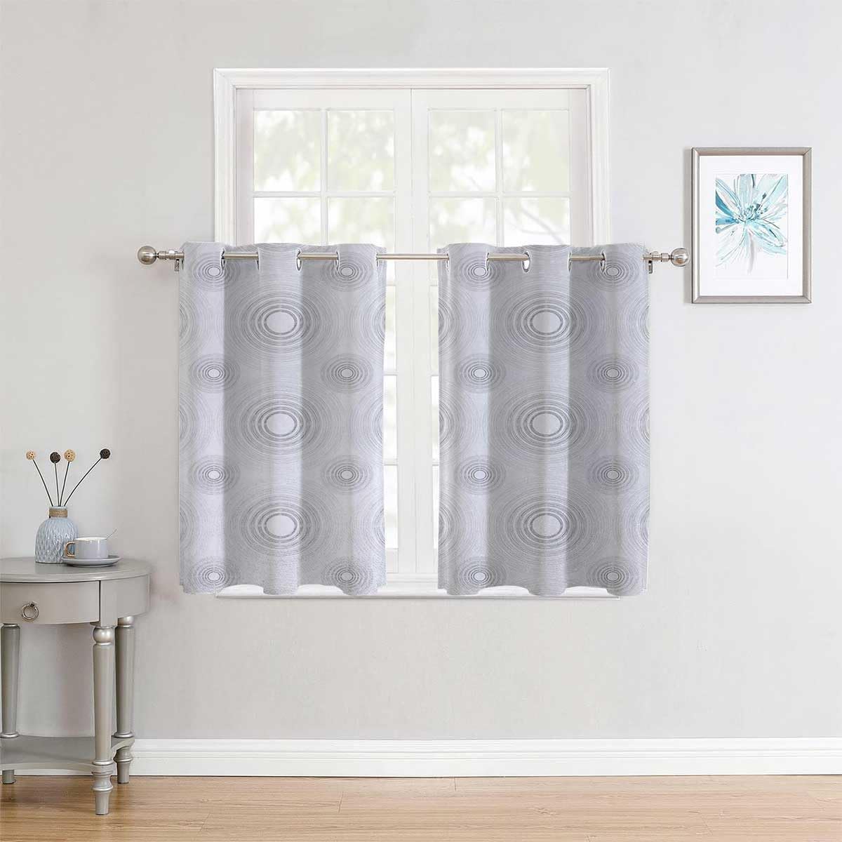 YANFENQI Cortinas para Habitacion Cortinas para Habitacion – Cortinas cortas con ojales grises, cortina de despensa de 63 pulgadas de ancho por 63