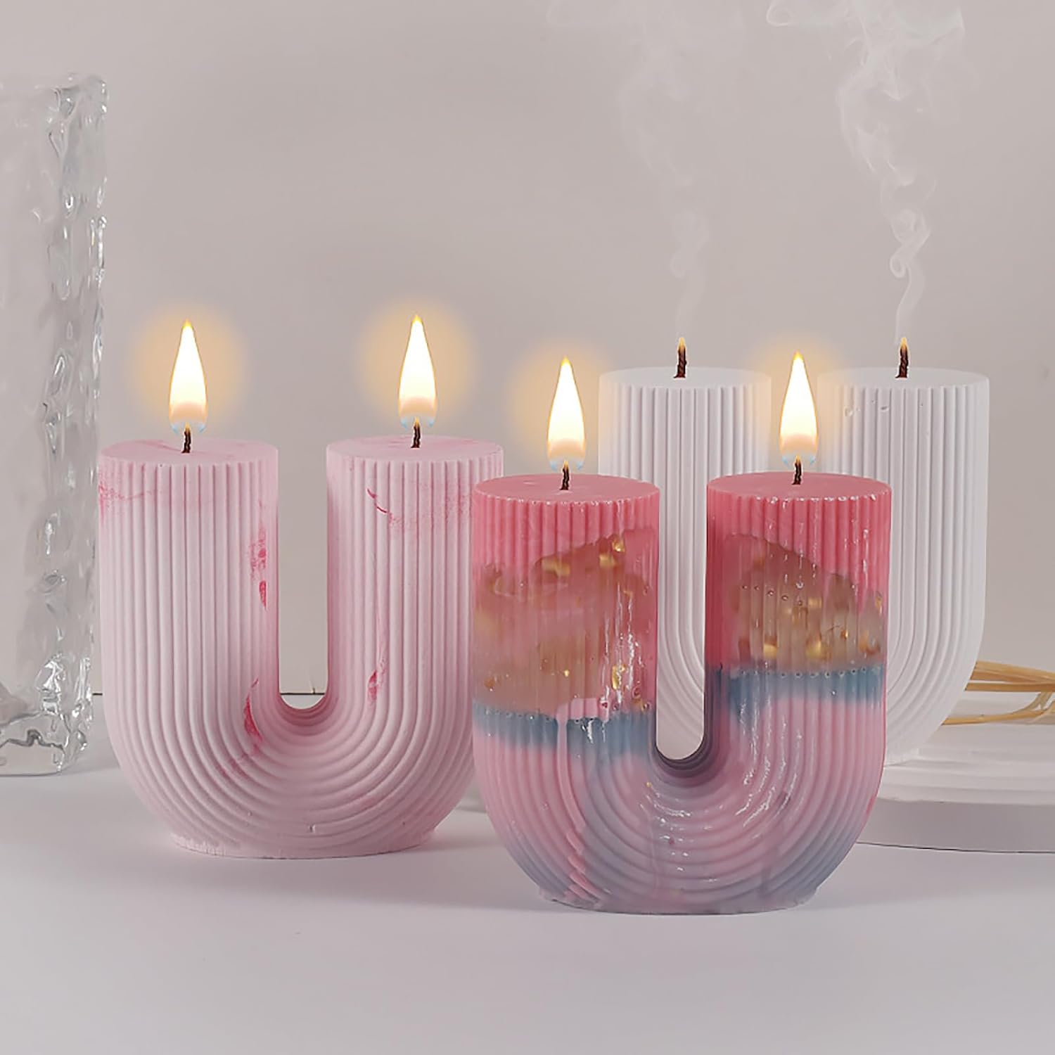 Paquete de 2 moldes de Navidad para calcetines de Papá Noel, molde de resina para hacer resina, moldes de silicona para velas para decorar el hogar,