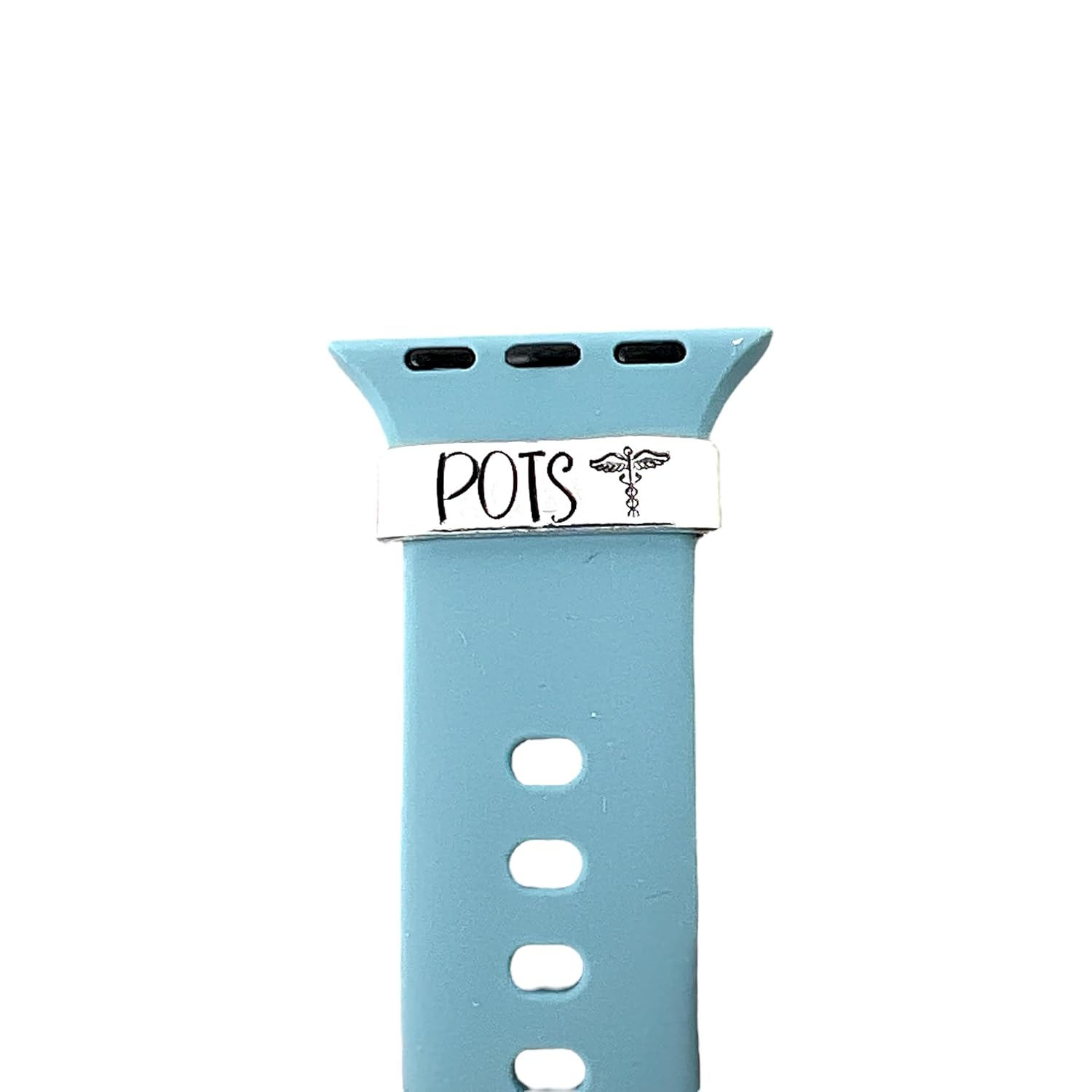POTS Medical Alert ID Watch Charm, Hand Stamped Tag for Smartwatch, Made of Lightweight Aluminum, Band Not Included