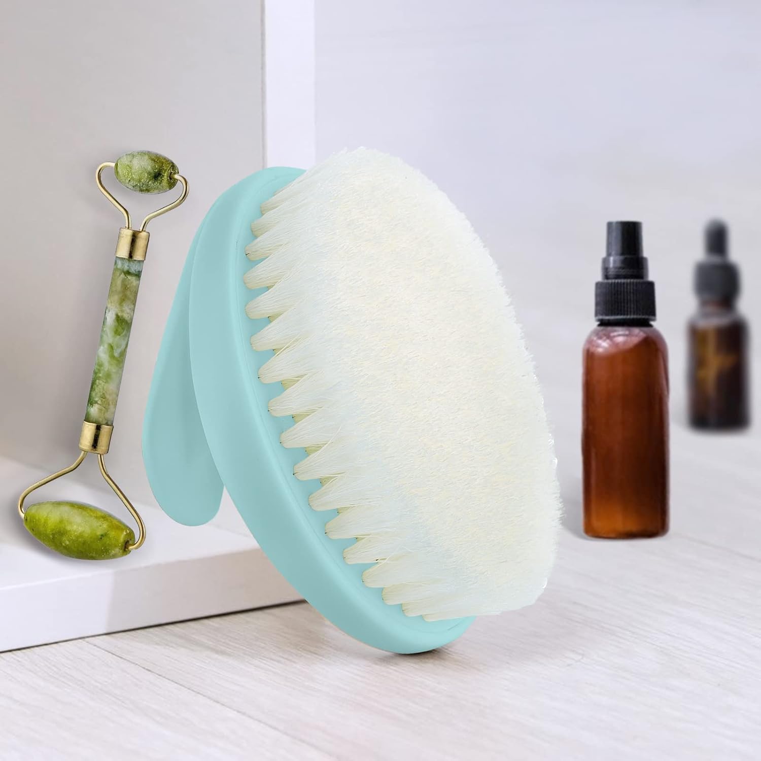 Cepillo corporal antideslizante para drenaje linfático y celulitis, cepillo exfoliante para piel seca y muerta (1 unidad, azul)