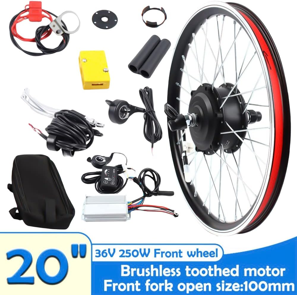 Kit de conversión de bicicleta eléctrica, 20 pulgadas, 36 V, 250 W, kits de conversión de bicicleta eléctrica, rueda delantera, potente motor