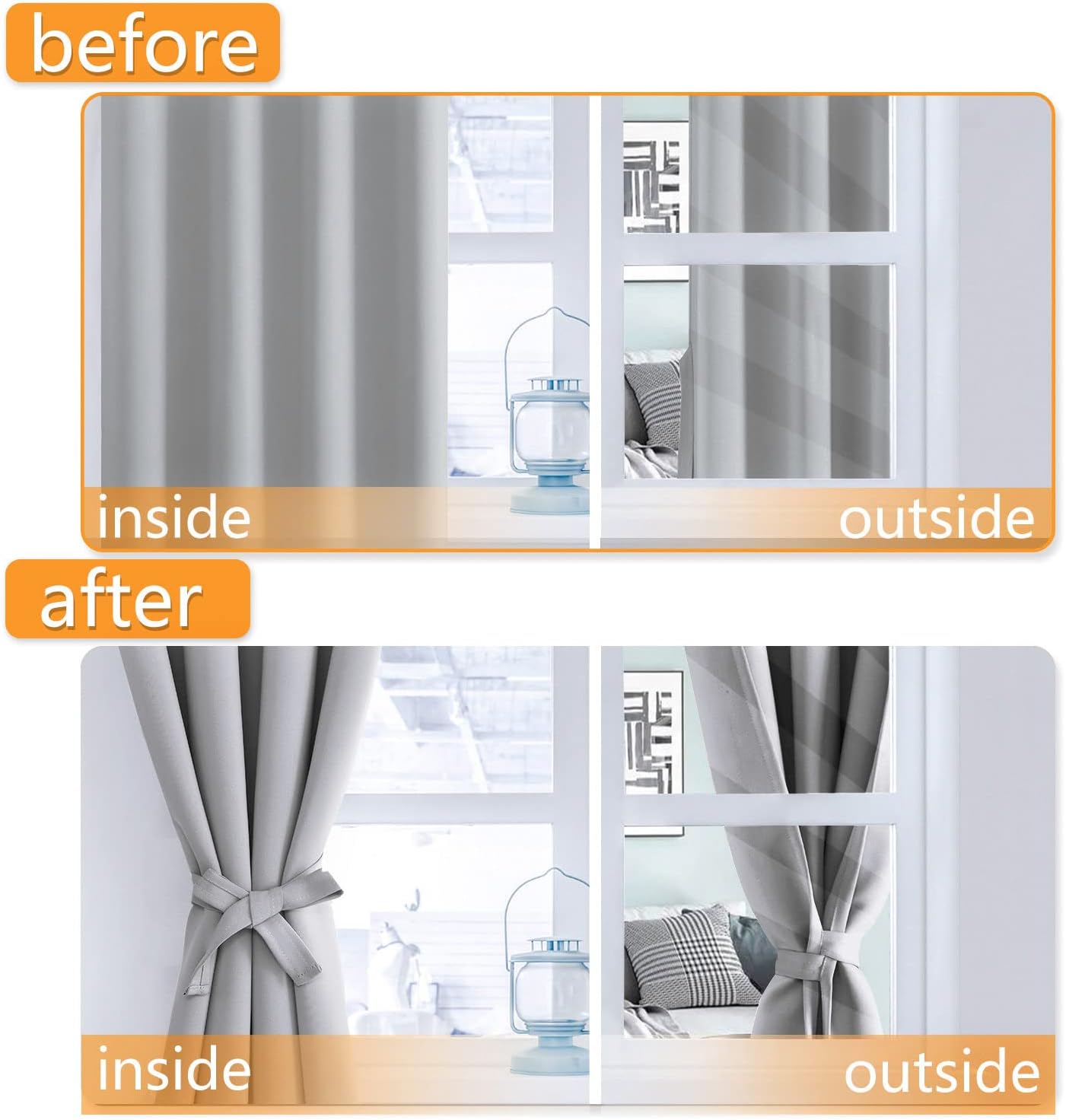 Hiasan – Cortinas blackout para habitación, 60 x 72 pulgadas, cortinas de ventana con aislamiento térmico y bloqueo de luz para sala de estar y