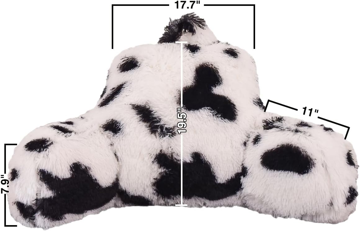 Holawakaka Almohada grande de piel sintética con brazos, almohadas de lectura con estampado de vaca peluda, perfectas para adultos, hombres,