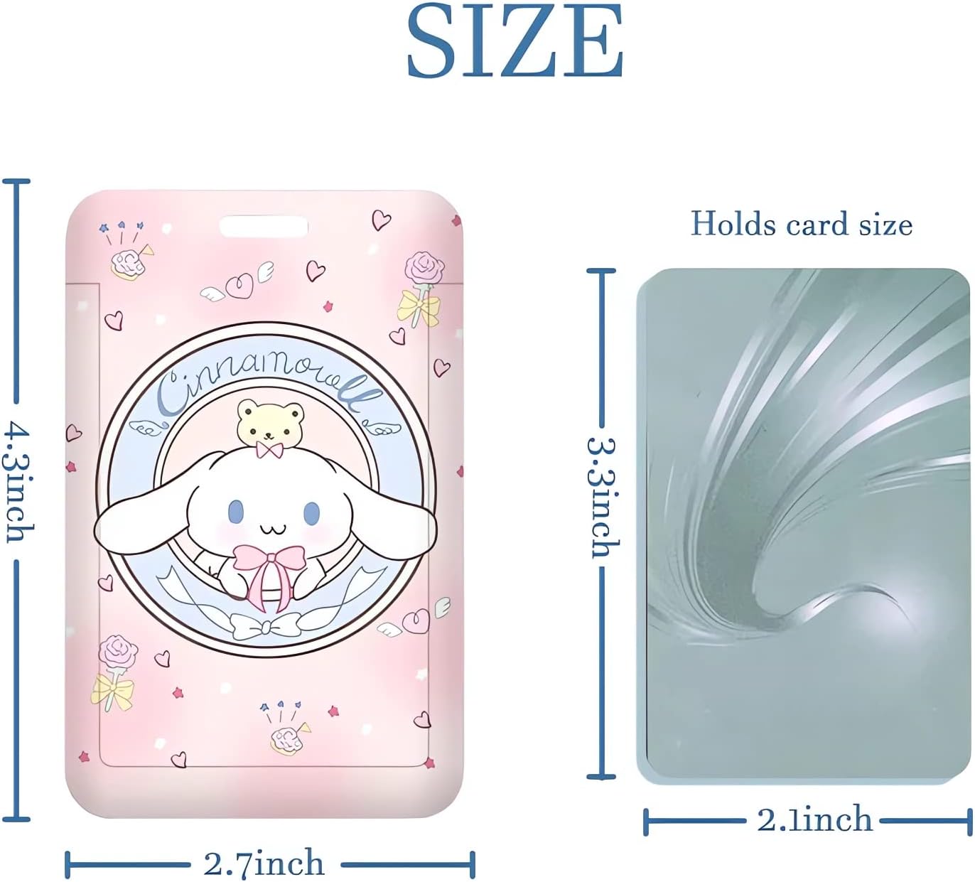 Portatarjetas de identificación de dibujos animados con cordón, bonita funda para tarjetas de identificación con nombre para mujeres y niñas