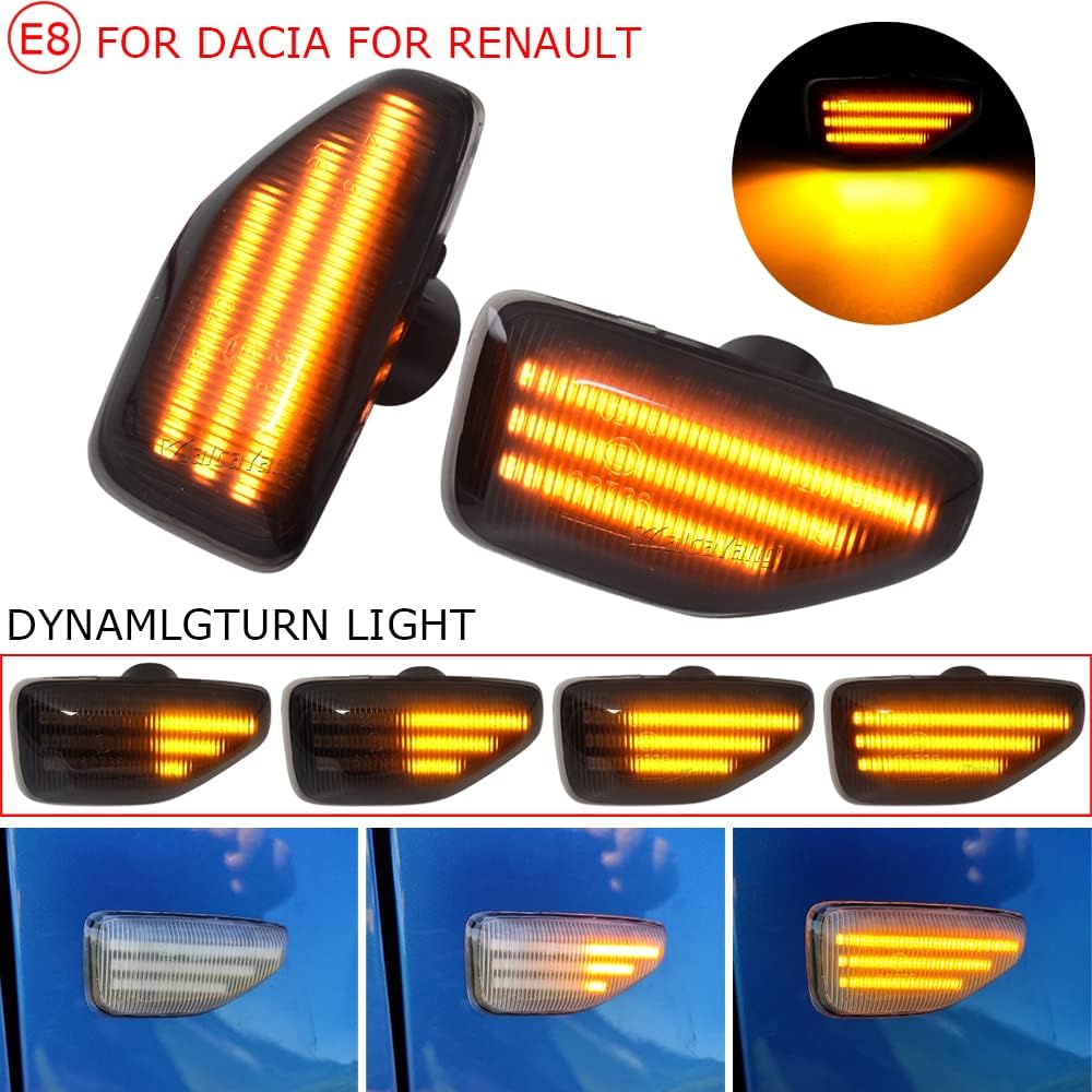 Malcayang Señal de giro lateral LED ámbar para Dacia Logan MCV II Sandero Stepway II Duster II 2012-2022 (negro)