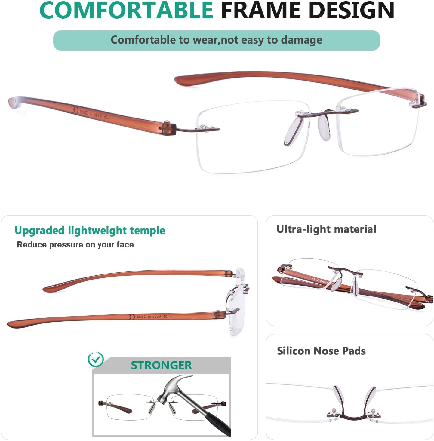 Lentes para leer pequeños sin montura. Para hombre-mujer. Eyekepper Readers, 1