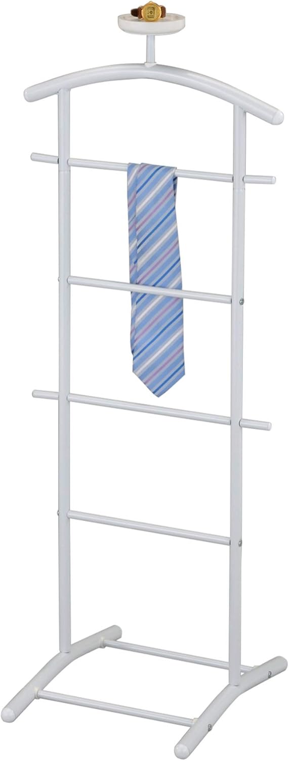Modern Carlsen – Estante organizador de ropa, soporte de valet para trajes, metal blanco