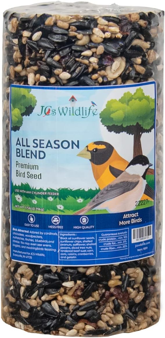 JCs Wildlife All Season Blend – Cilindro pequeño de semillas de pájaro, 1.75 libras (1 cilindro)