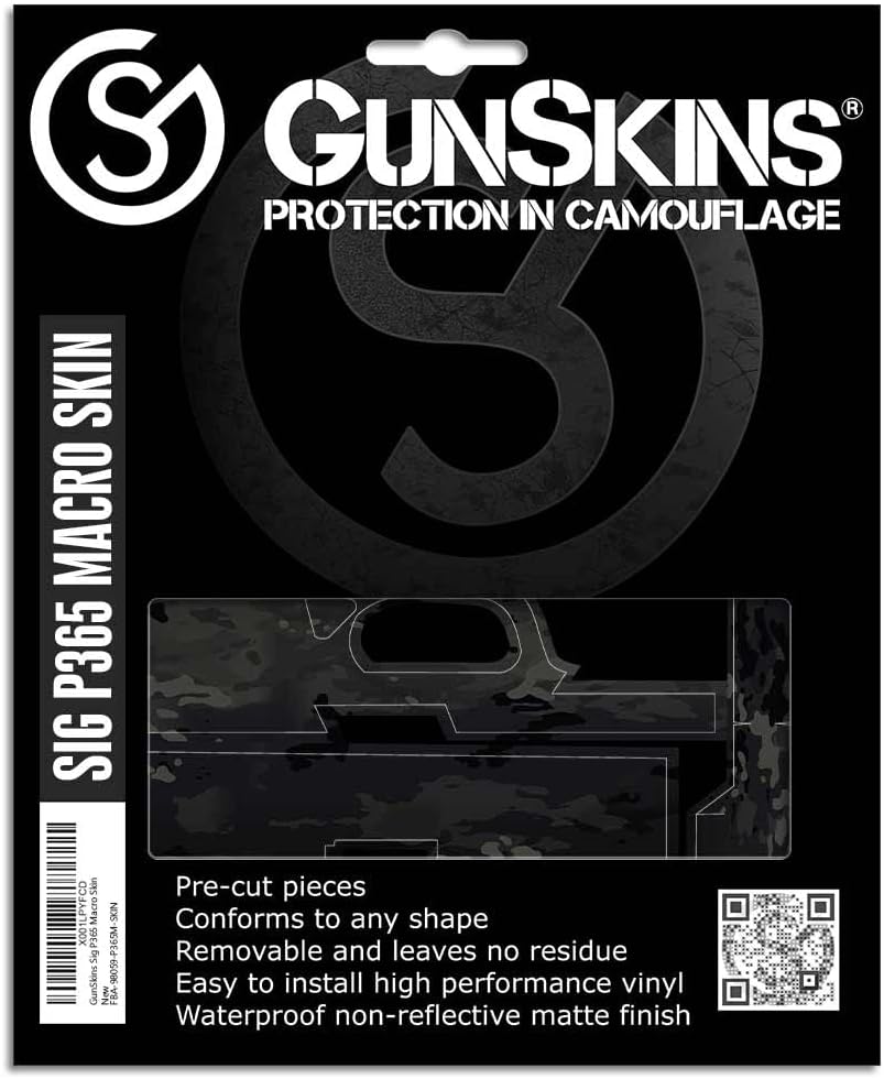GunSkins Funda para pistola compatible con Sig Sauer P365 Macro, envoltura de vinilo para pistola con piezas precortadas, fácil de instalar, 100%