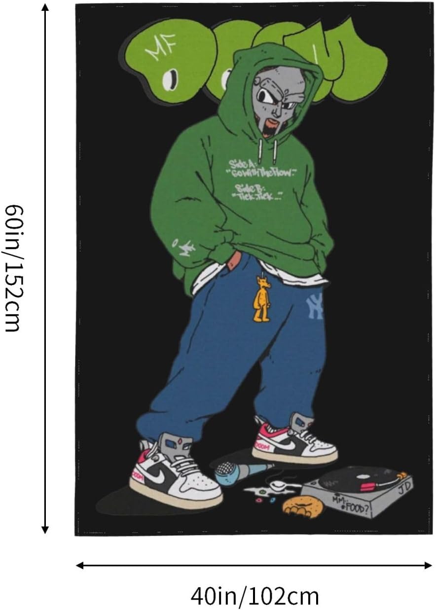 Elzab Mf Doom – Tapiz de franela suave para colgar en la pared, manta decorativa para el hogar, sala de estar, 60 x 40 pulgadas