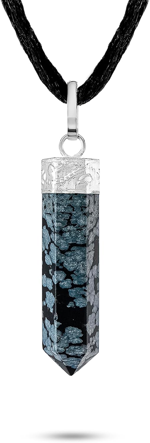 Colgante curativo de cristal de obsidiana de copo de nieve  Para raíz y chakra sacro  Aporta conciencia de la conciencia del alma, optimismo,