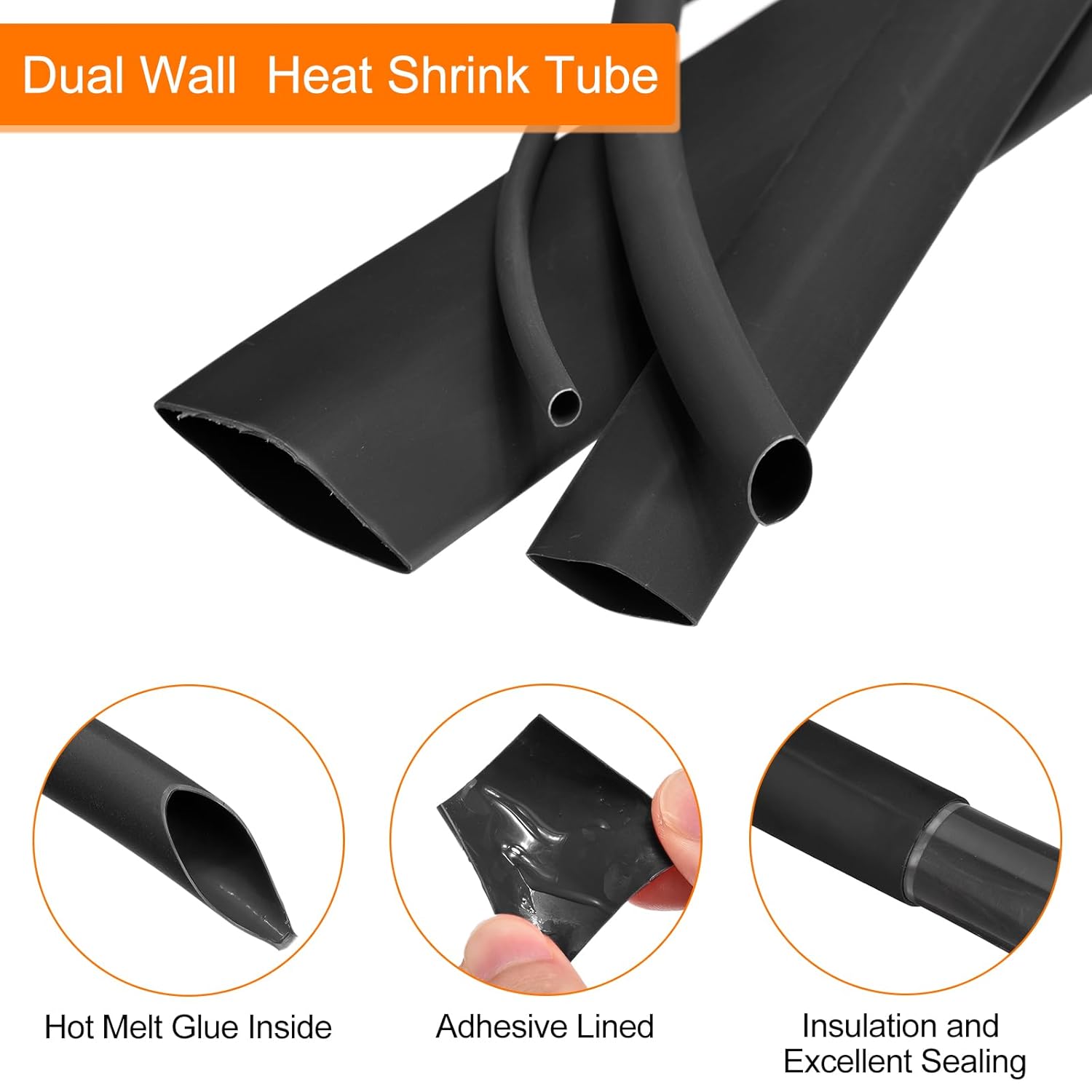 MECCANIXITY Tubo termorretráctil, relación 31, 58 pulgadas de diámetro, 50 pies, tubo termorretráctil de doble pared, impermeable, sellado, color