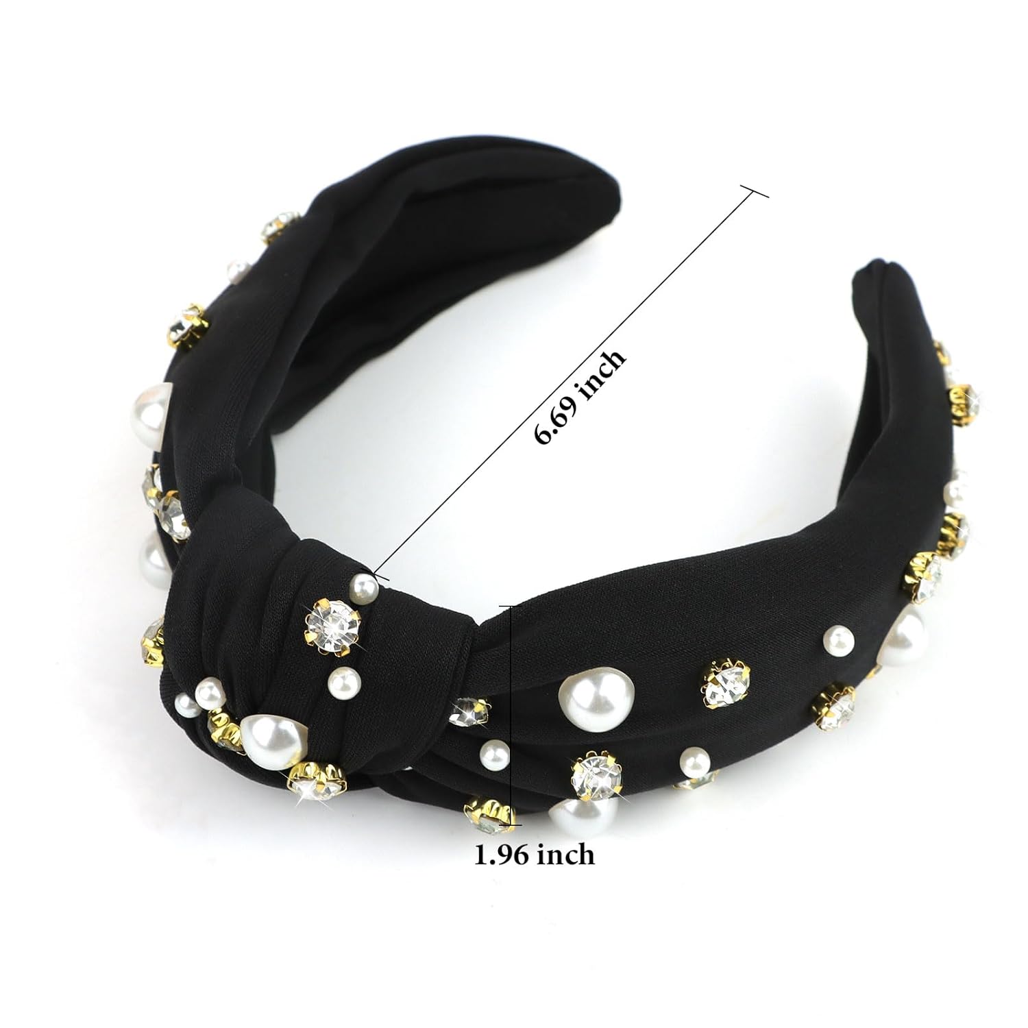 YISSION 1 diadema anudada con perlas de cristal para mujer, diadema antideslizante con diamantes de imitación, diadema ancha de perlas para mujeres,