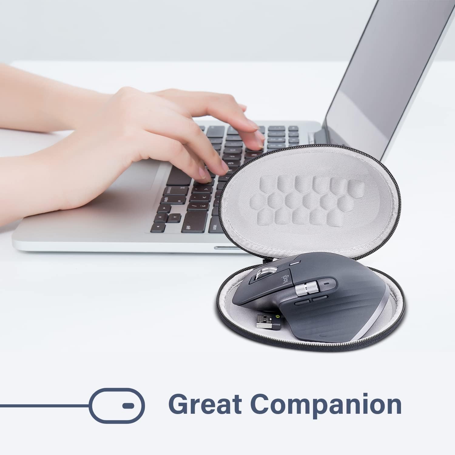 Estuche de viaje para Logitech MX Master 3  Master 3S mouse inalámbrico Bluetooth – (funda negra + interior gris)