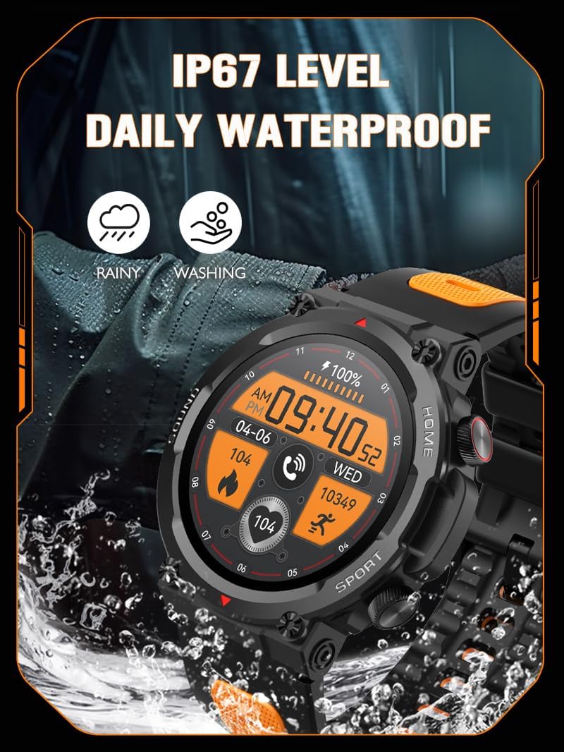 Relojes inteligentes militares para hombres, reloj inteligente táctico, hacerresponder llamadas, frecuencia cardíaca, oxígeno en sangre, monitor de