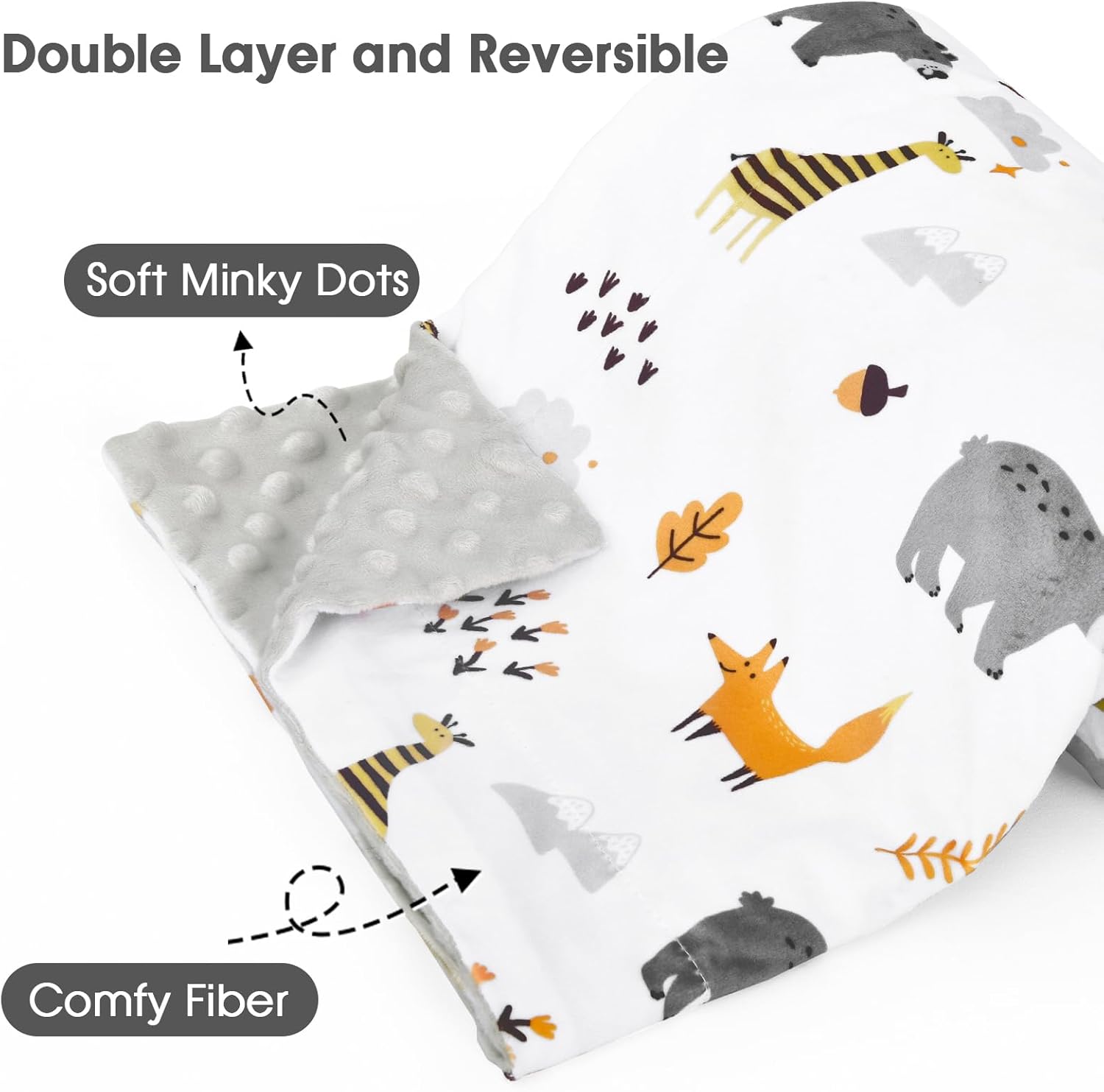 PHF Minky – Manta de bebé para niños y niñas, 40 x 50 pulgadas, manta neutra de doble capa con respaldo de puntos, manta de recepción unisex para
