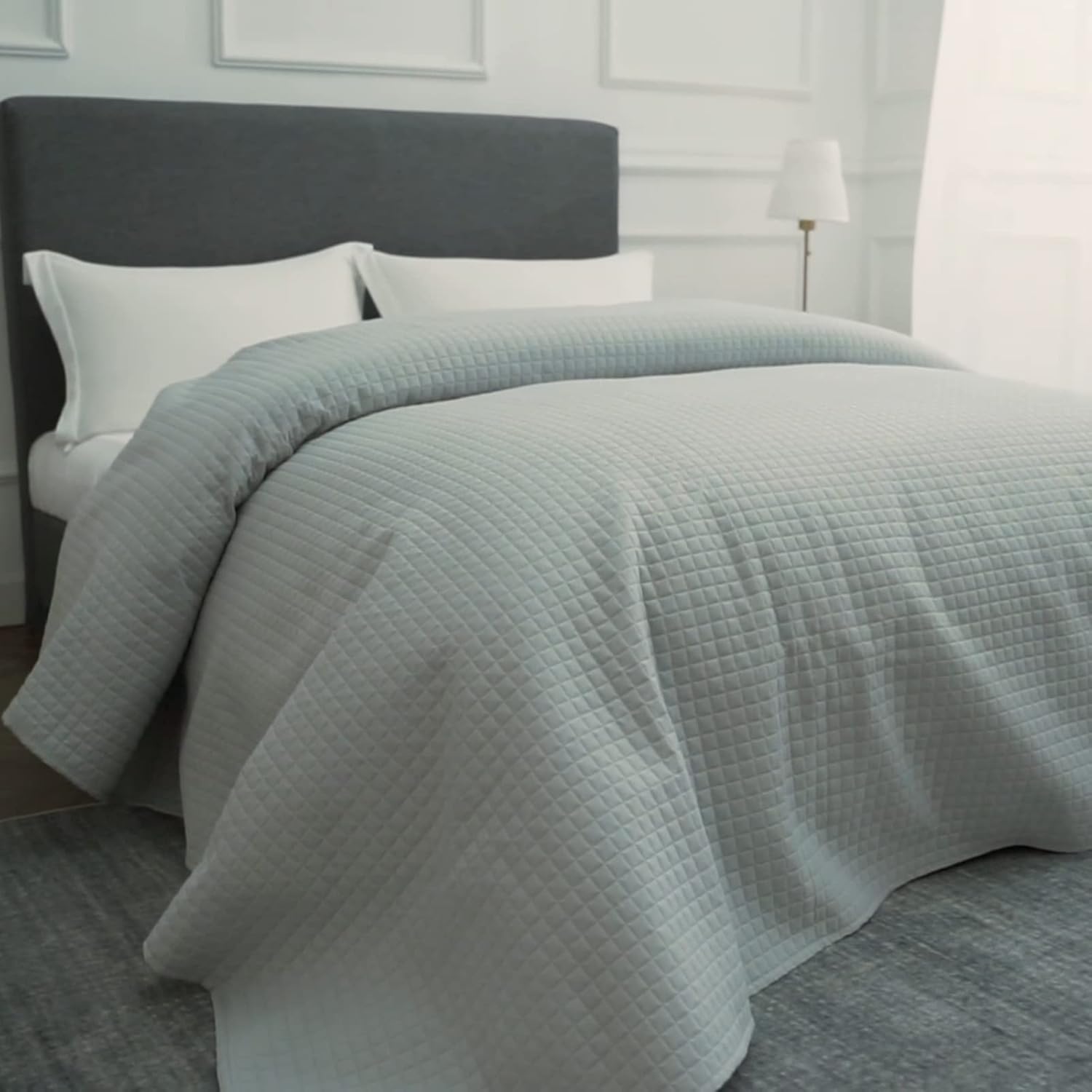 HollyHOME – Colcha de cama acolchada pinsonic con diseño de cuadros súper suave, para cama individual
