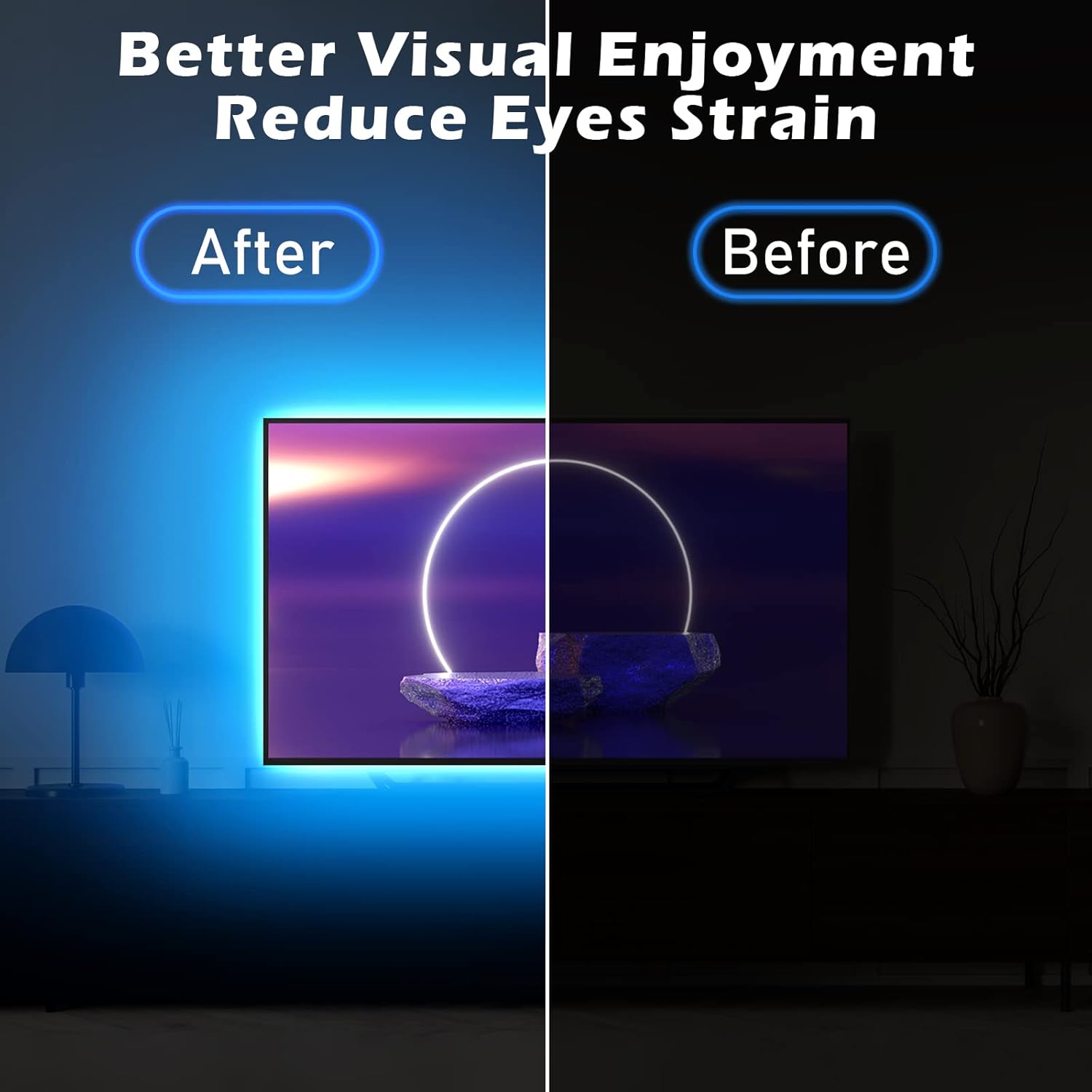 Tira de luces LED para TV, tira de luces LED alimentadas por USB de 13.12 pies para TV detrás de 32 a 65 pulgadas, luces RGB que cambian de color