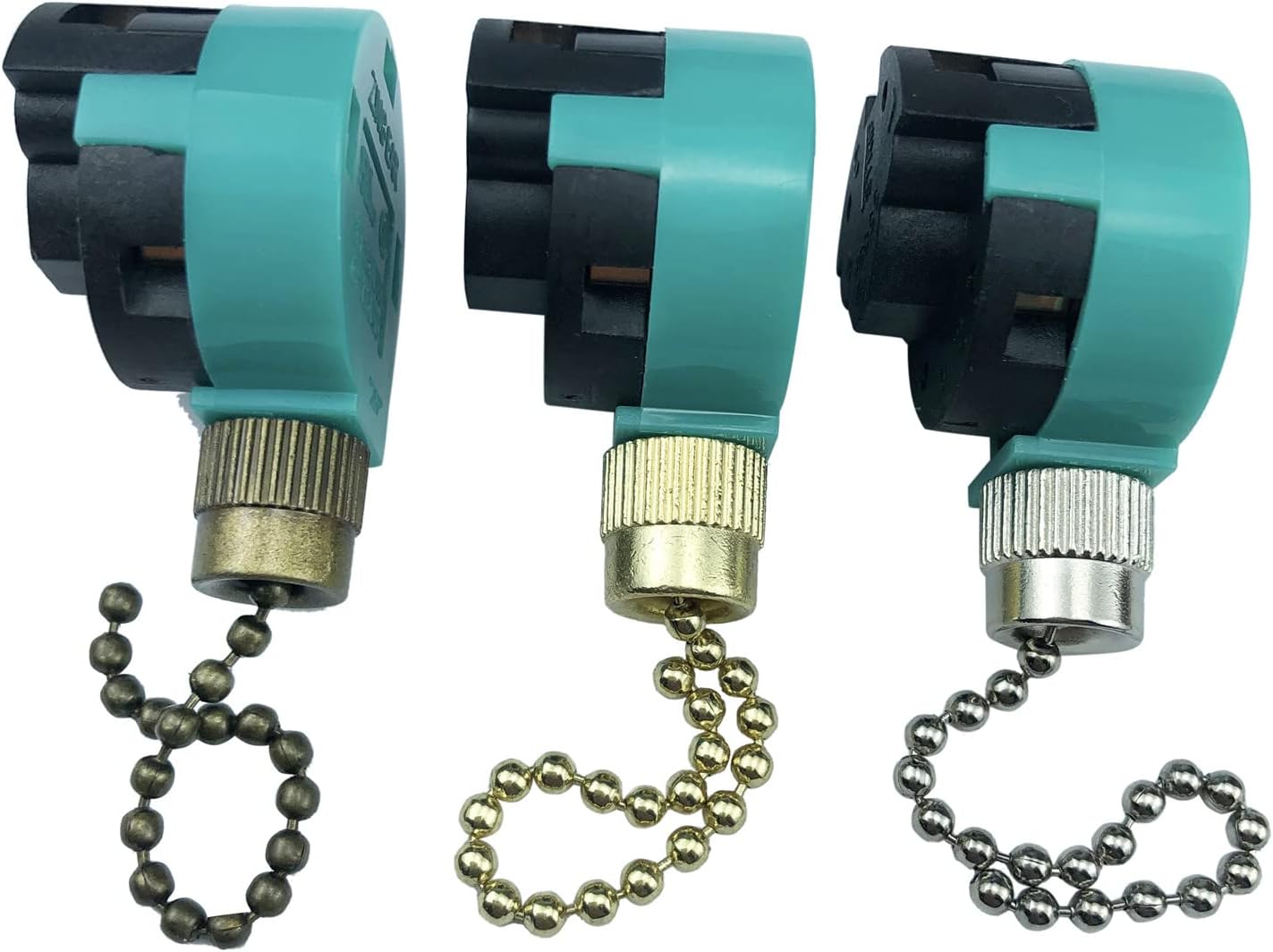 Paquete de 3 interruptores de ventilador de techo de 3 velocidades 4 cables Zing Ear ZE-268S6 interruptor de cadena compatible con interruptor de