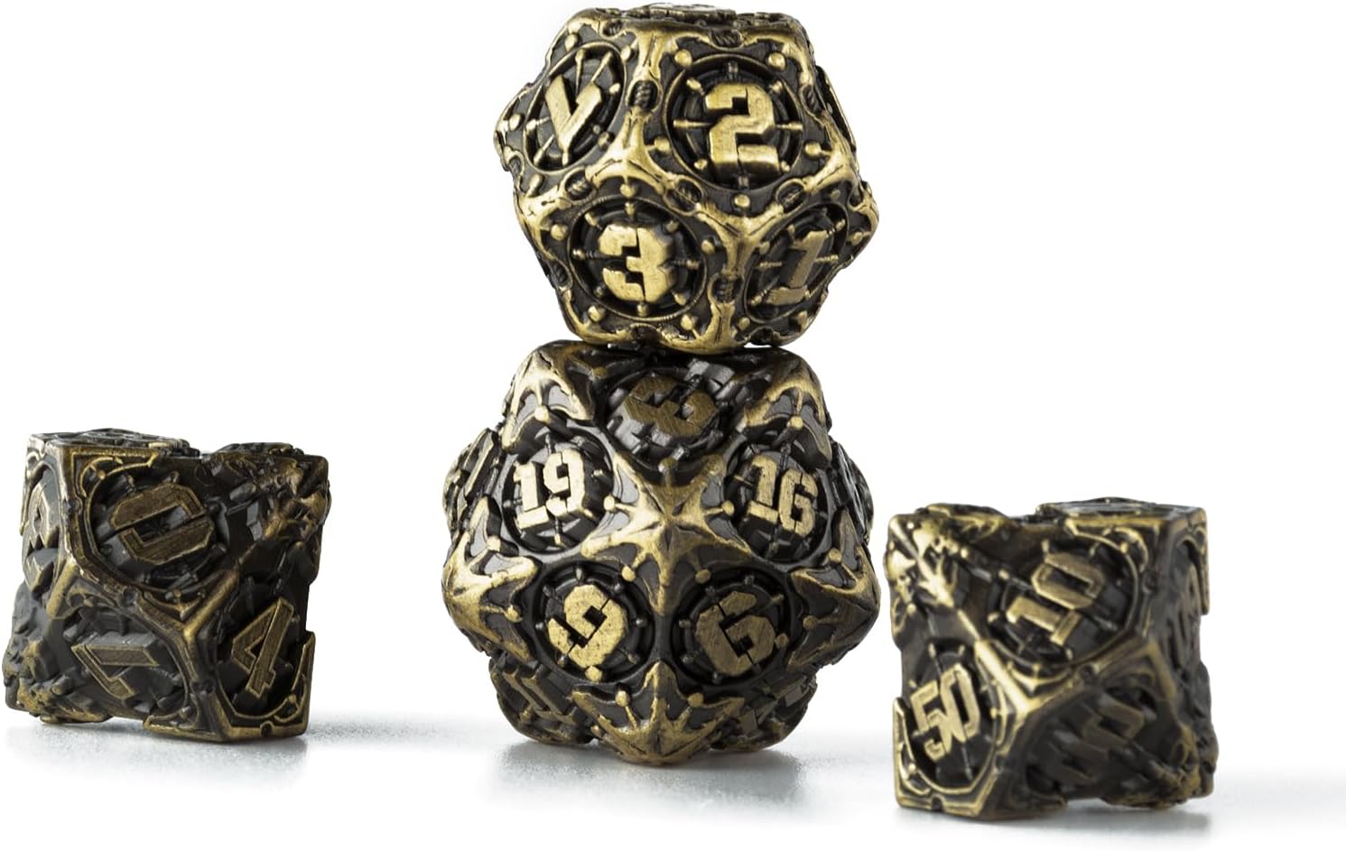 DND – Juego de dados de metal poliédricos, juego de dados para juegos de rol para Calabozos y Dragones, juego de dados de 7 piezas, bandeja de dados