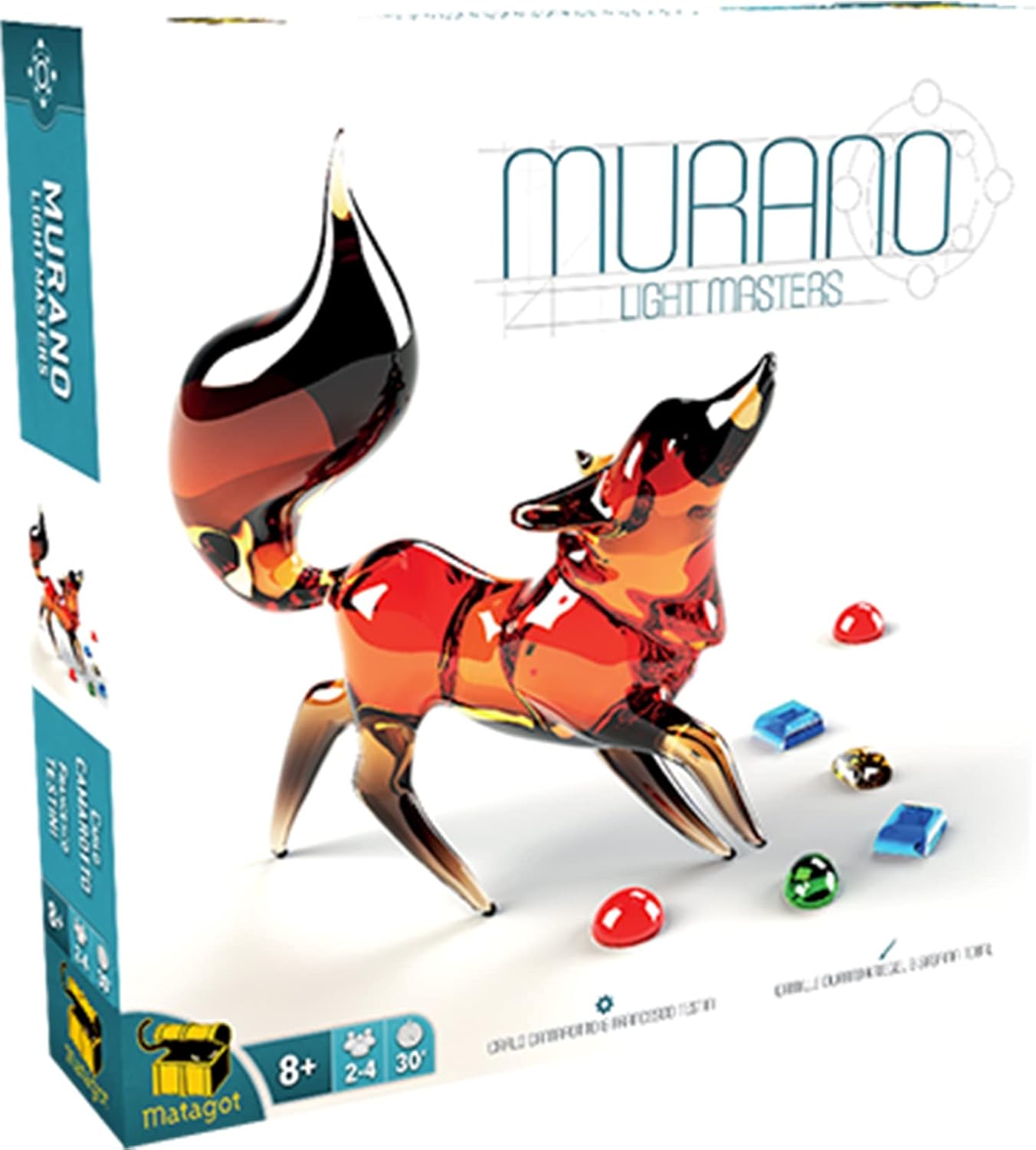 Murano Light Masters – Juego de mesa europeo de soplado de vidrio, juego de estrategia abstracta para adultos y niños, a partir de 8 años, 2 a 4