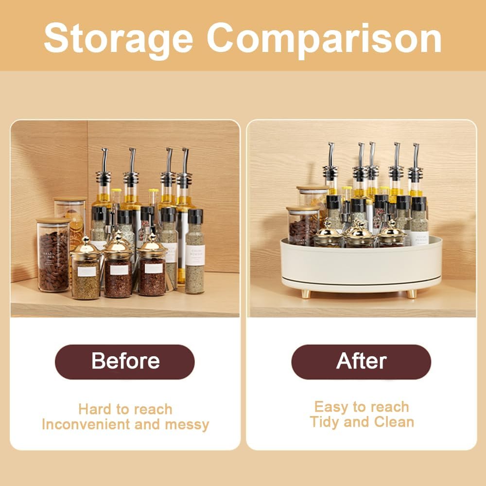Lazy Susan – Organizador giratorio para gabinete, contenedor de plástico de 10.5 pulgadas, almacenamiento de especias, organizador de perfume de