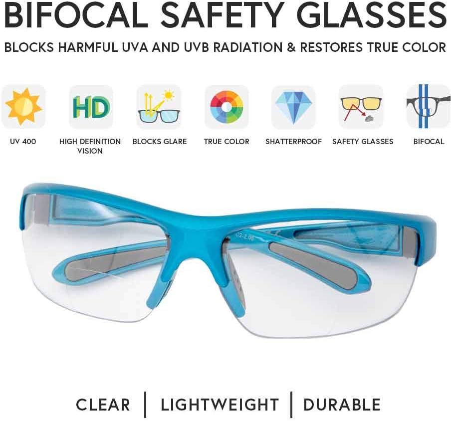 VITENZI Gafas de seguridad bifocales con lectores envolventes para lectura con aumento para hombres y mujeres – Roma