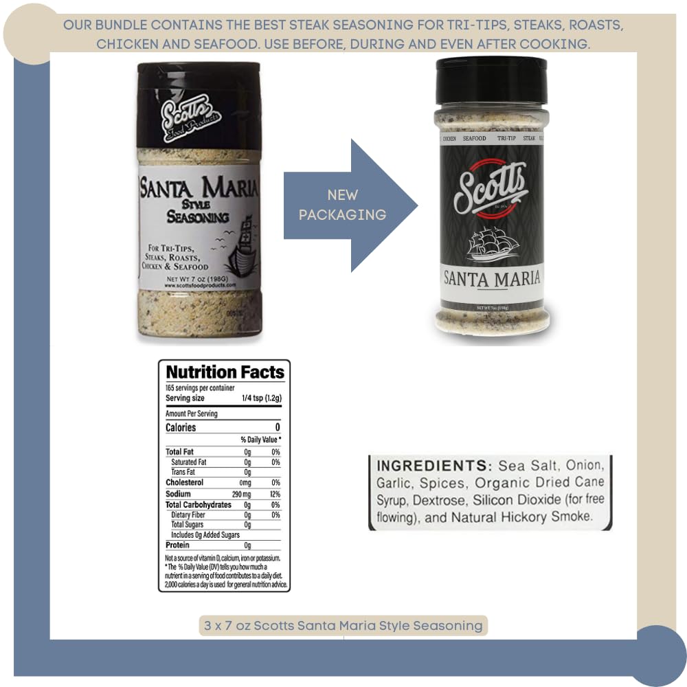Scotts Santa Maria Seasoning – Paquete de 3 unidades con libro de cocina digital Scott’s Santa María Style condimento orgánico sin gluten, el mejor