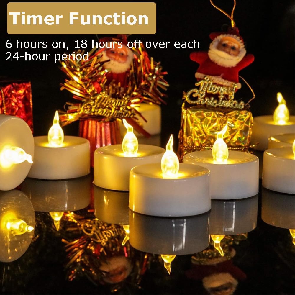 12 velas votivas a pilas con temporizador de 6 horas encendidas 18 horas apagadas para Navidad, Acción de Gracias, hogar, boda, fiesta, decoración