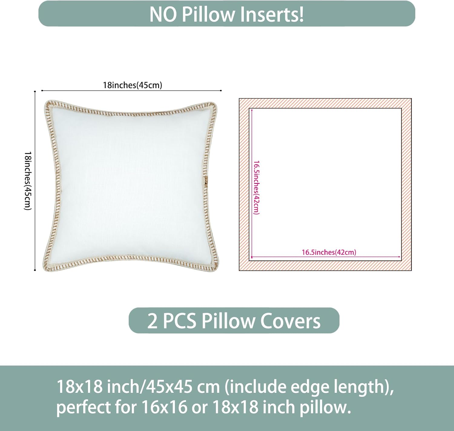 Merrycolor Juego de 2 fundas de almohada decorativas de granja de 18 x 18 pulgadas, fundas de almohada blancas texturizadas, fundas de almohada de