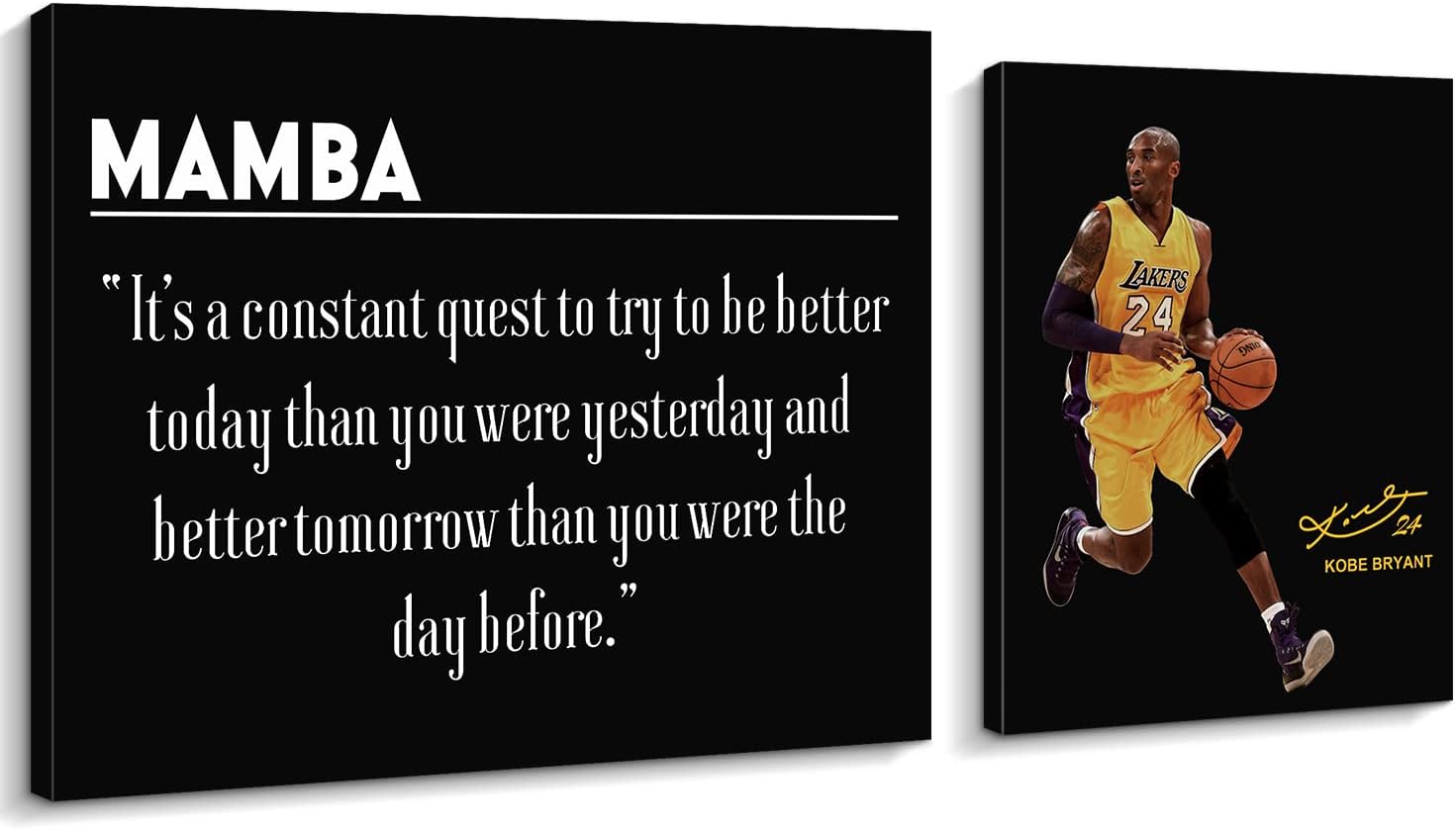 Kas Home Póster inspirador de Kobe Bryant, arte inspirador para pared, con citas inspiradoras, decoración colgante motivacional, jugador de