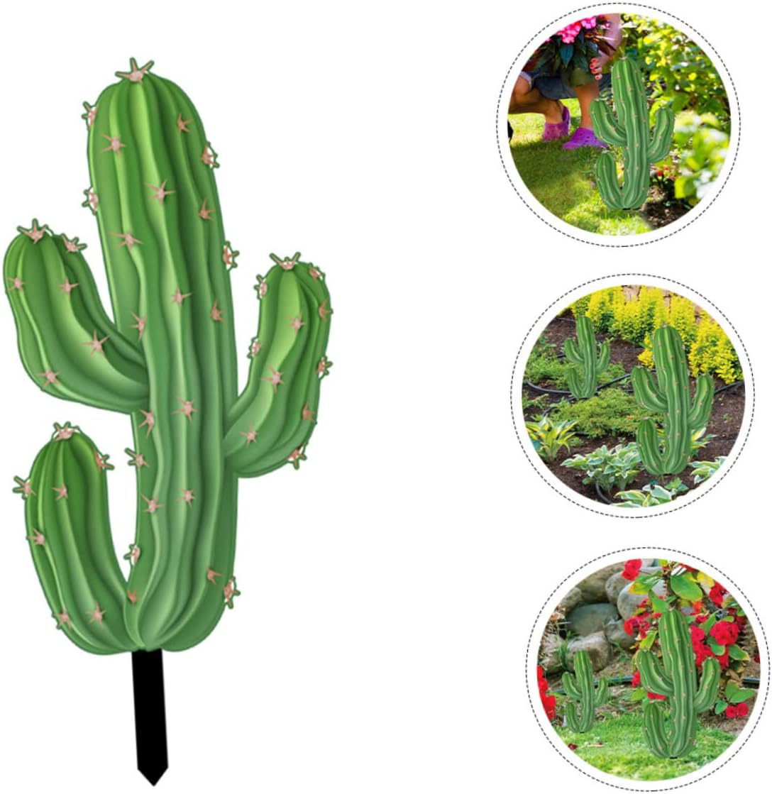 VILLCASE 2 piezas de cactus decoración de jardín decoración de cactus decoración de puerta exterior jardín estacas carteles cactus patio adorno