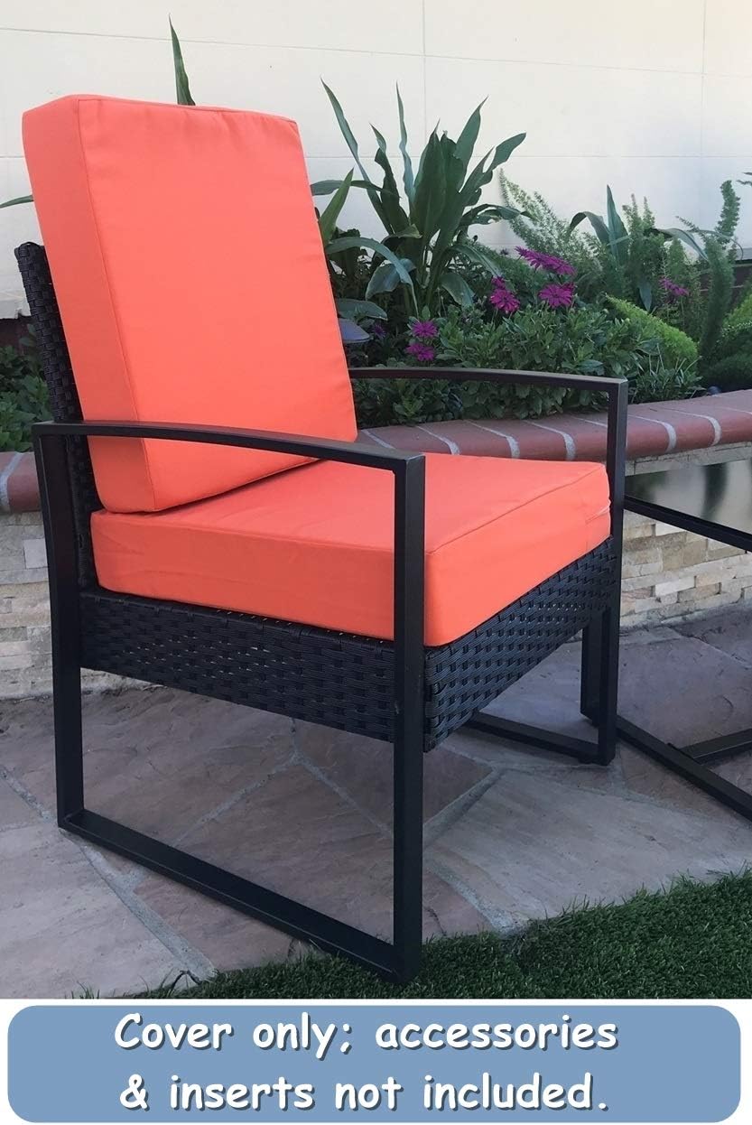 Sunkissed – Fundas de cojín para silla de patio, repelente al agua, para exteriores, color naranja (25 x 25 x 5 pulgadas (4 fundas))