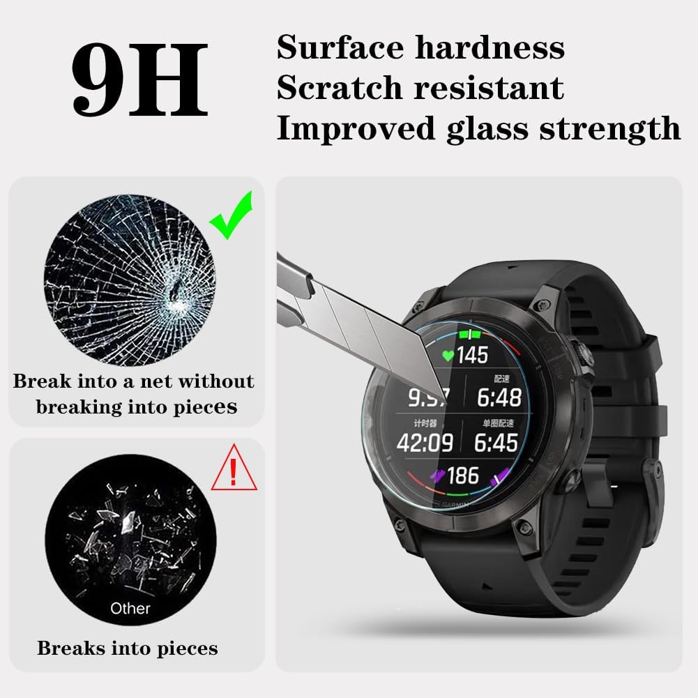 Protector de pantalla de reloj (3+1 unidad) compatible con Garmin Epix Pro 1.850 inFenix 7 Solar, película de vidrio templado, antiarañazos, alta