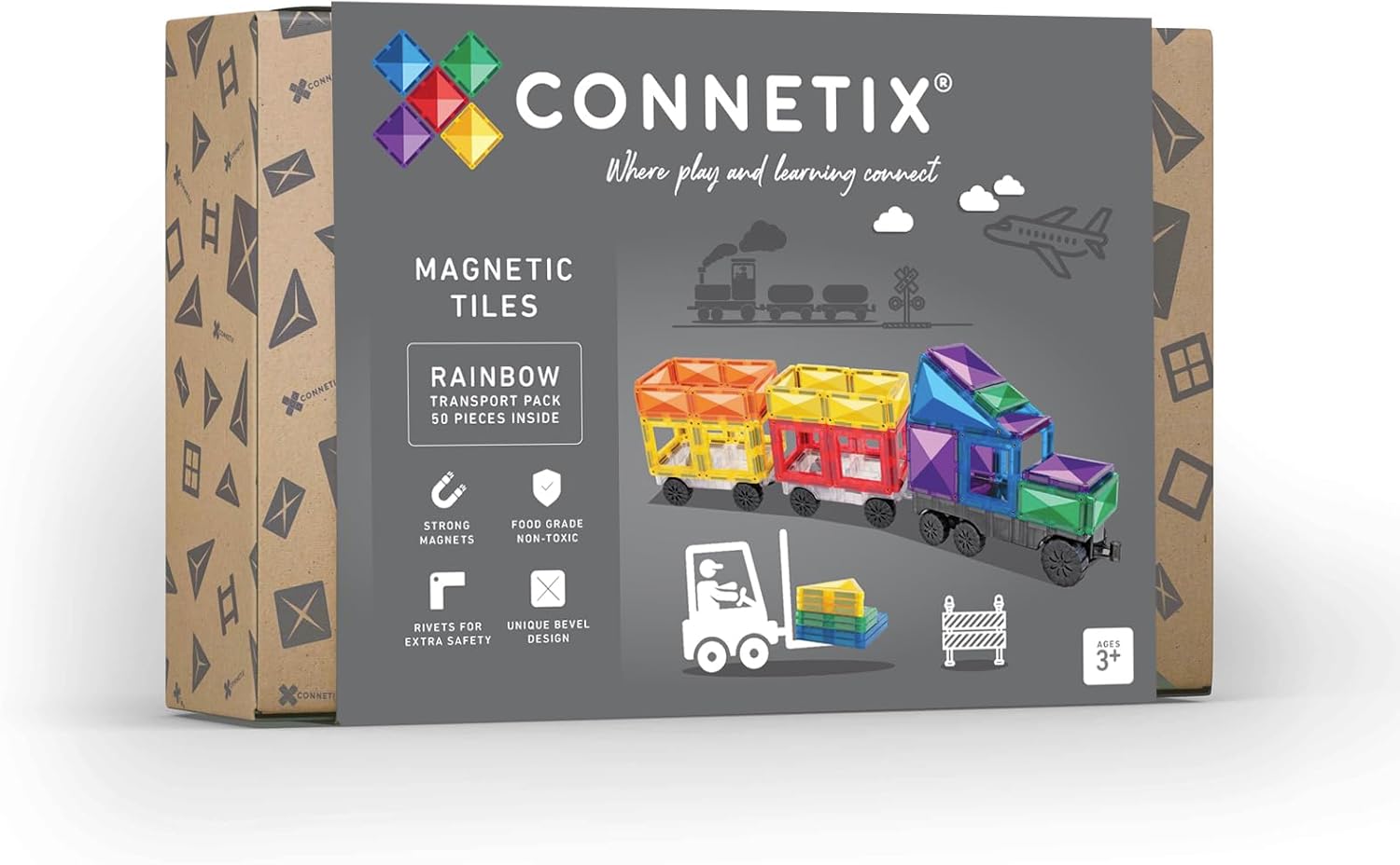 Connetix Paquete de transporte arcoíris, 50 piezas