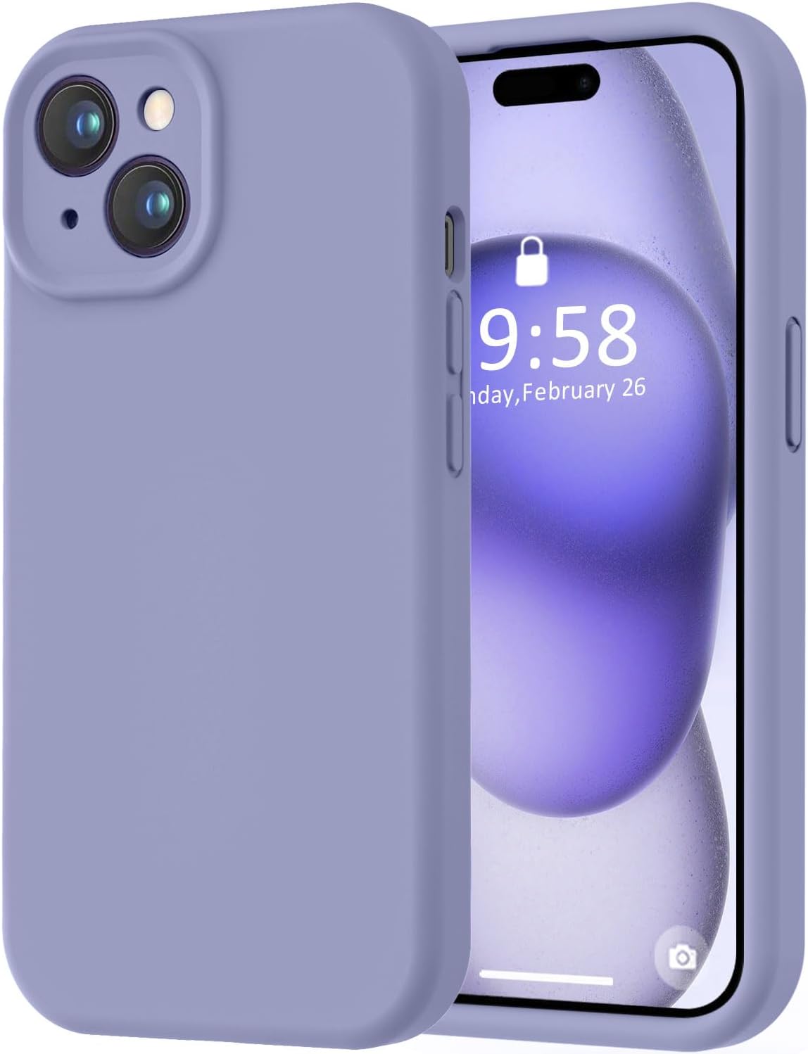 LOVE 3000 Compatible con iPhone 15, cámara de cobertura completa de silicona suave, protección contra caídas de 8 pies, forro de microfibra suave,