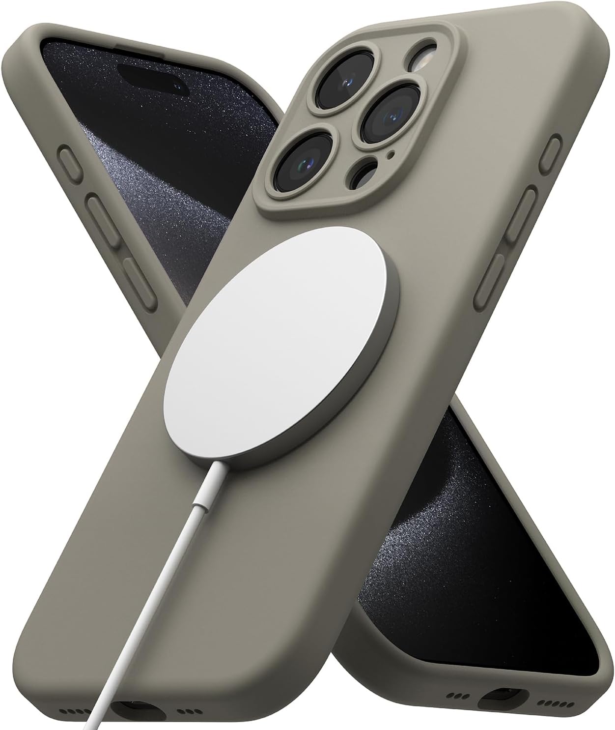 Ringke Funda magnética de silicona compatible con MagSafe diseñada para iPhone 15 Pro Max, se siente aterciopelada, ligera, delgada, linda, suave,