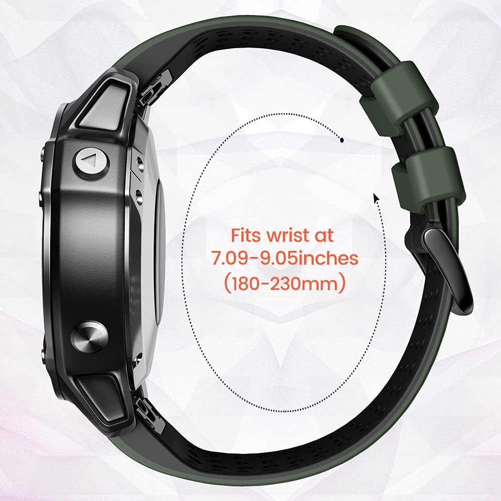 NotoCity Correa de repuesto para Fenix 5X Fenix 7X Sport Silicone Watch Band 1.024 in para Fenix 6X6X Pro5X PlusTactix 7 ProEnduro 2Fenix 3Descent