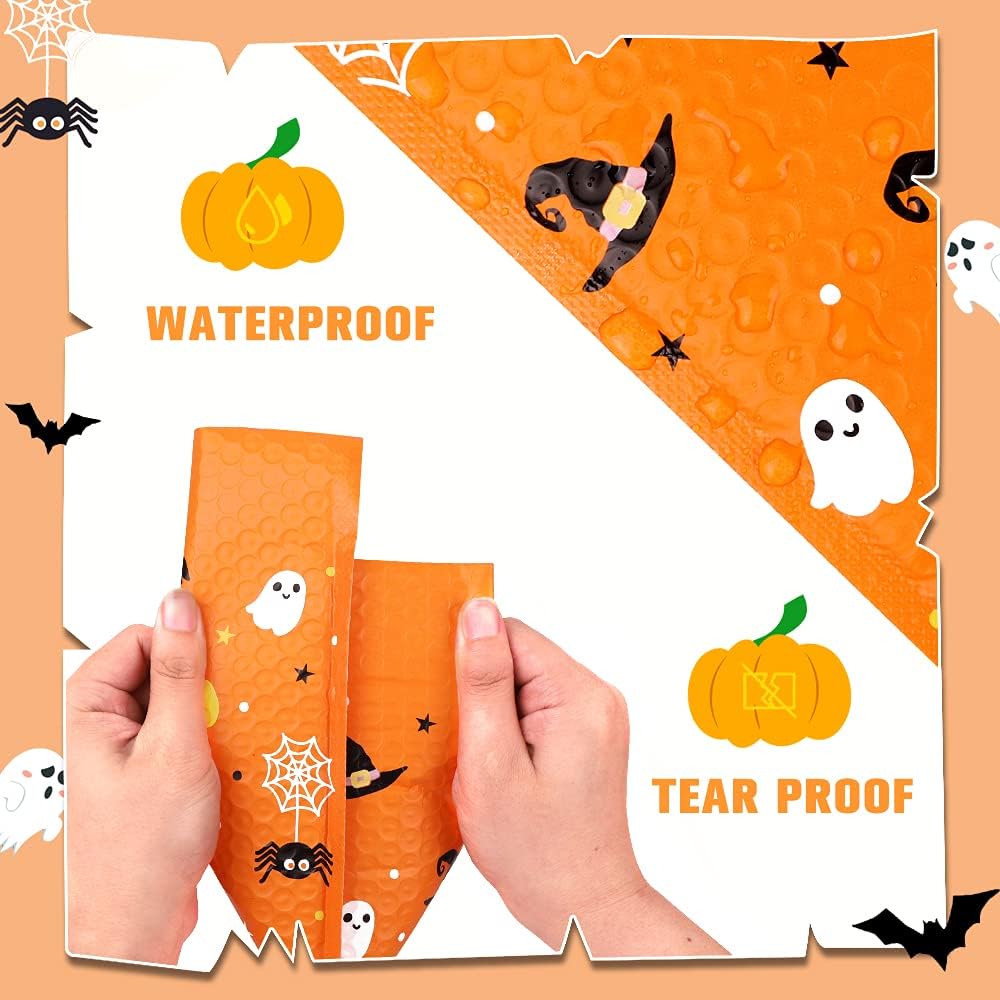 25 sobres de burbujas de Halloween, sobres acolchados de polietileno de Halloween, bolsas de burbujas para compras (6 x 10 pulgadas)