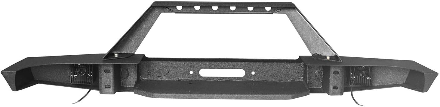 Hooke Road Parachoques delantero de acero para Jeep XJ con placa de cabrestante compatible con Jeep Cherokee XJ 1984-2001