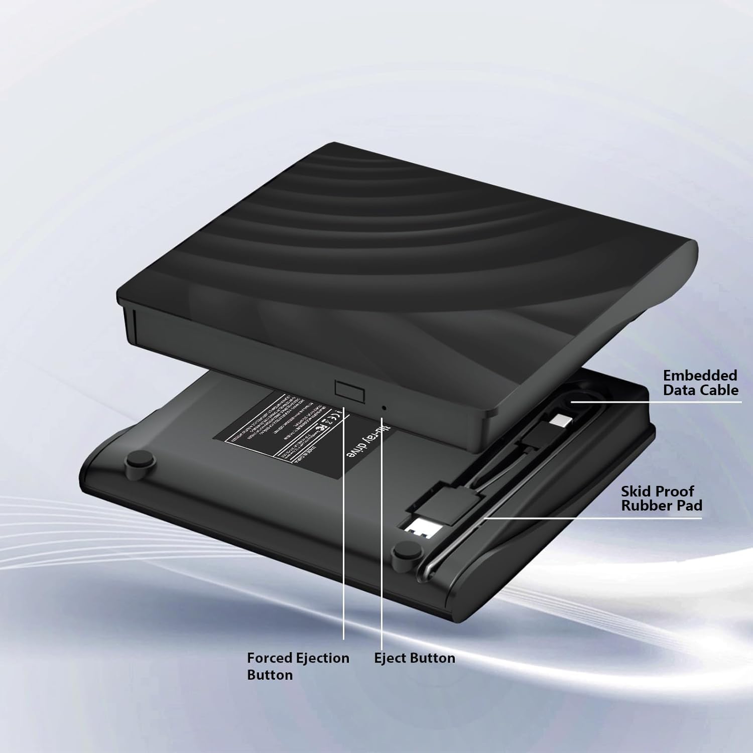 Unidad Blu Ray externa, unidades Bluray portátiles lector de CD DVD BD, USB 3.0 Tipo-C delgado óptico CDDVD Blu Ray quemador para MacBook Laptop PC
