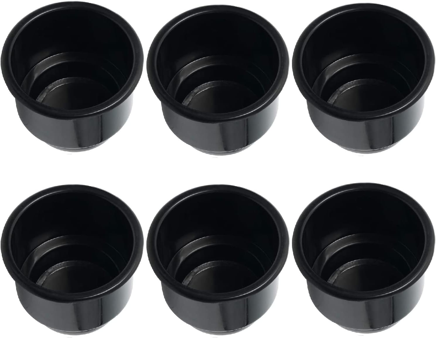 NovelBee 6 portavasos de plástico negro, soporte empotrado para bebidas con drenaje para barco, camión, automóvil, cámper, caravana, caravana