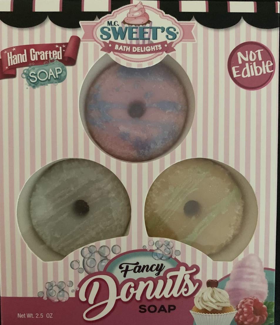 Mini jabones de donas elegantes en aromas de cupcake, algodón de azúcar y frambuesa