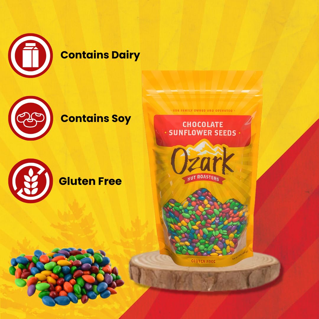 OZARK NUT ROASTERS, Semillas de girasol de chocolate, nueces saborizadas, maní confitado gourmet de clase mundial, paquete resellable (16.0 onzas)